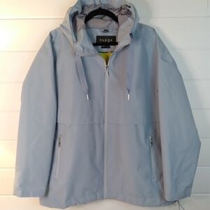 Nuage windbreaker full zip hooded jacket/ coat in bluey grey in size large, EUC